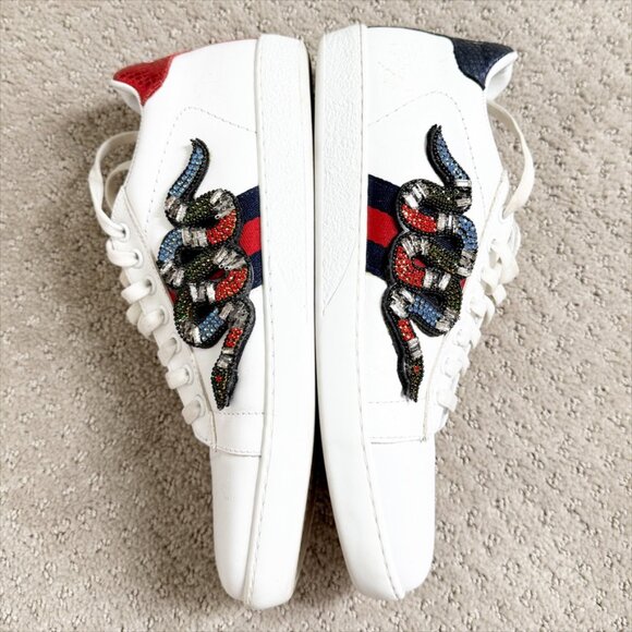 Gucci Ace Sneaker Snake Embroidered Authentic Size 8 - Picture 6 of 9